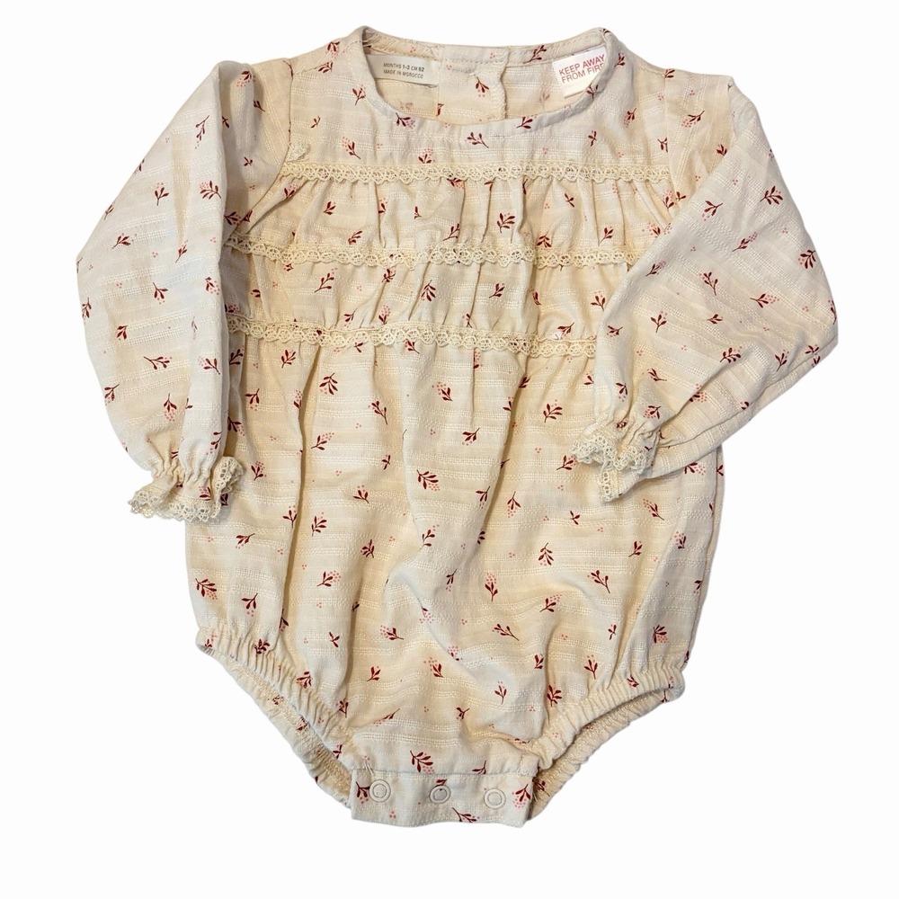 Zara Long Sleeve Floral Baby Bubble Romper 1-3 Months Girls Cottagecore Boho